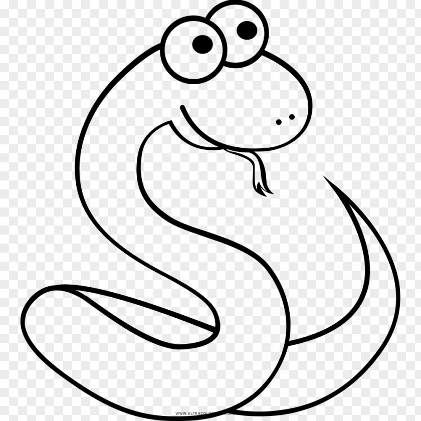 Snake Coloring Book Drawing Black And White Line Art PNG