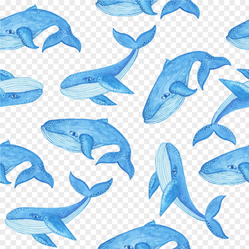 Drawing Whale Tile Blue Pattern PNG
