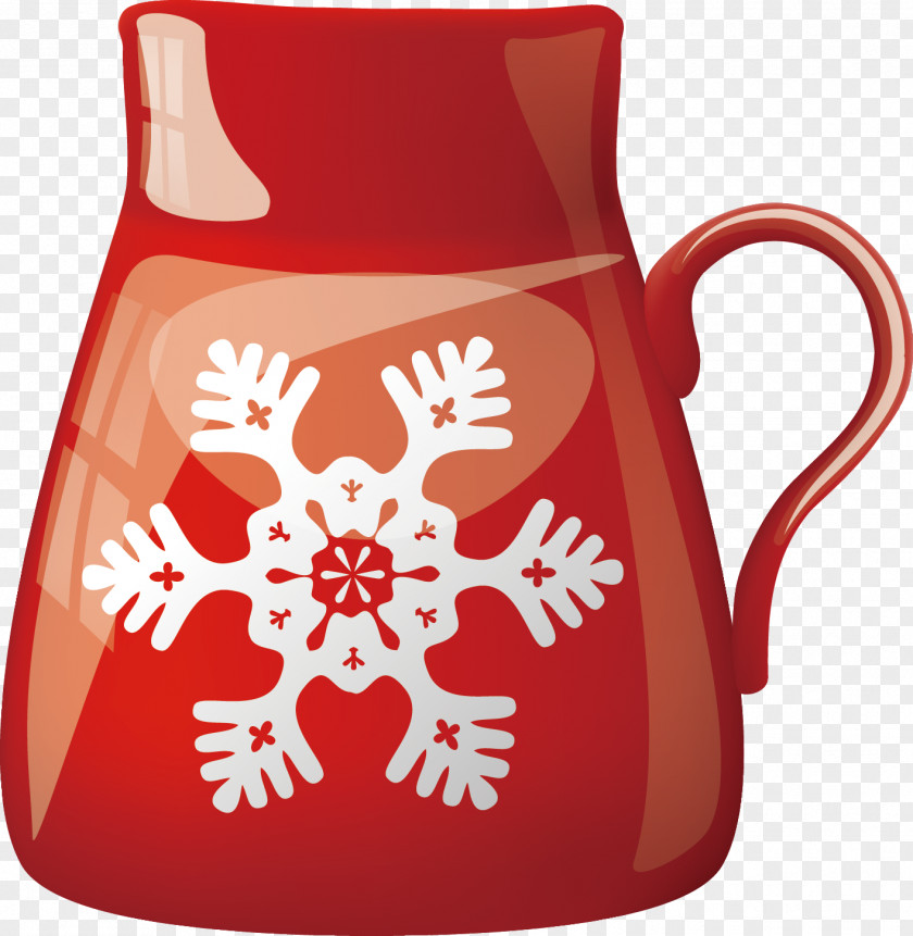 Red Snowflake Mug Christmas Illustration PNG