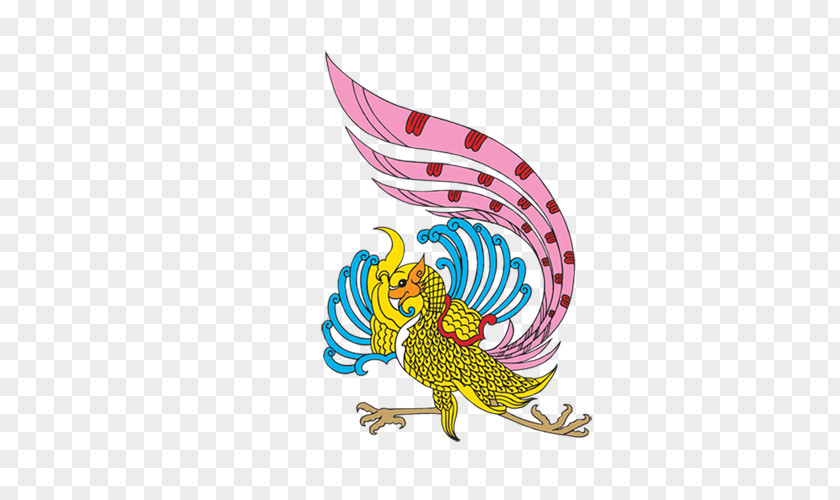 Bird Fenghuang Motif Illustration PNG