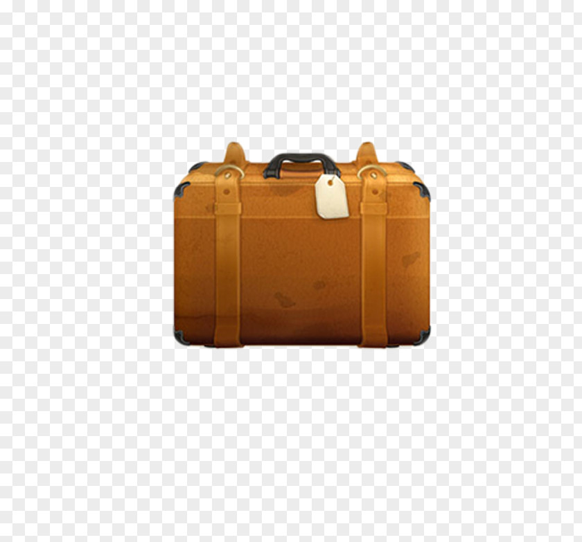 Brown Retro Cartoon Luggage Baggage Suitcase Travel PNG