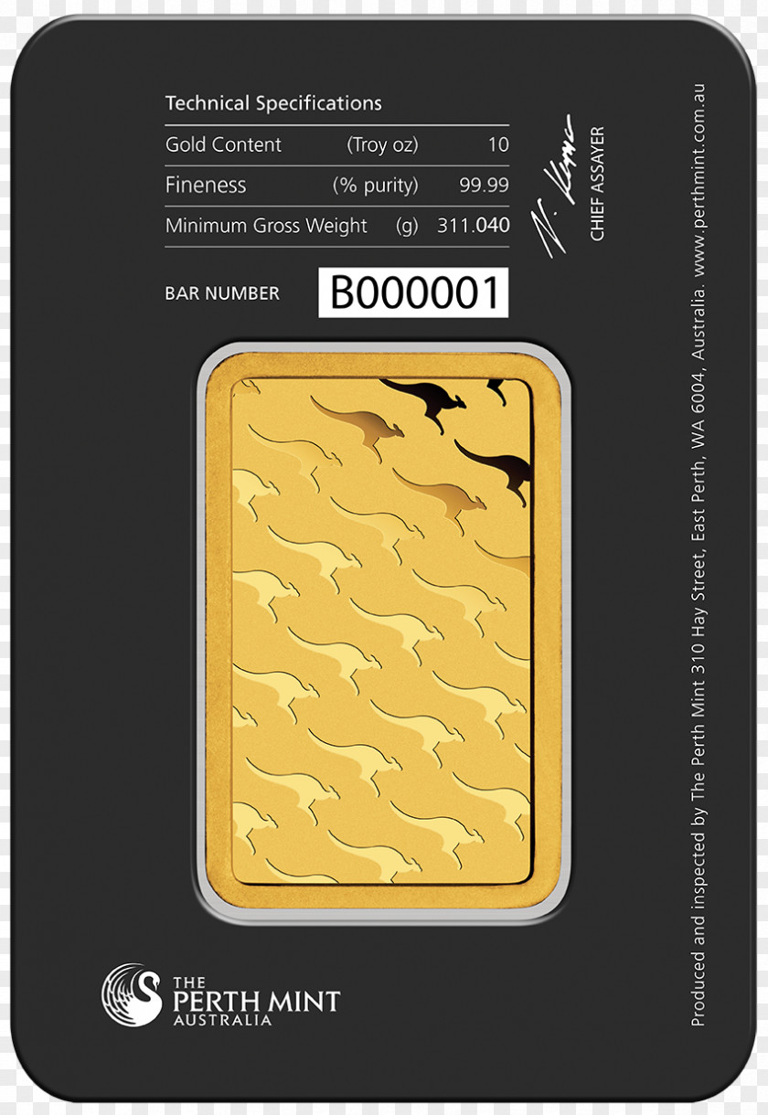 Gold Perth Mint Bar Bullion PNG