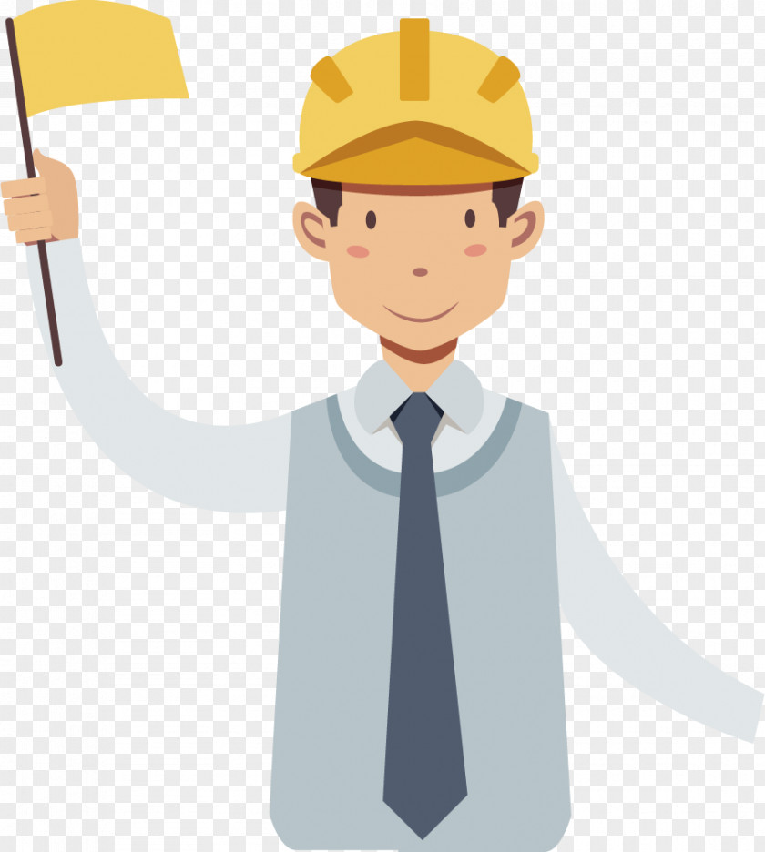 Holding A Flag And Wearing Helmet Engineering Designer PNG