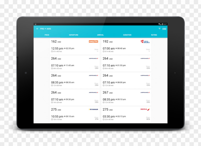 Air Tickets User Interface Design Android Professional PNG
