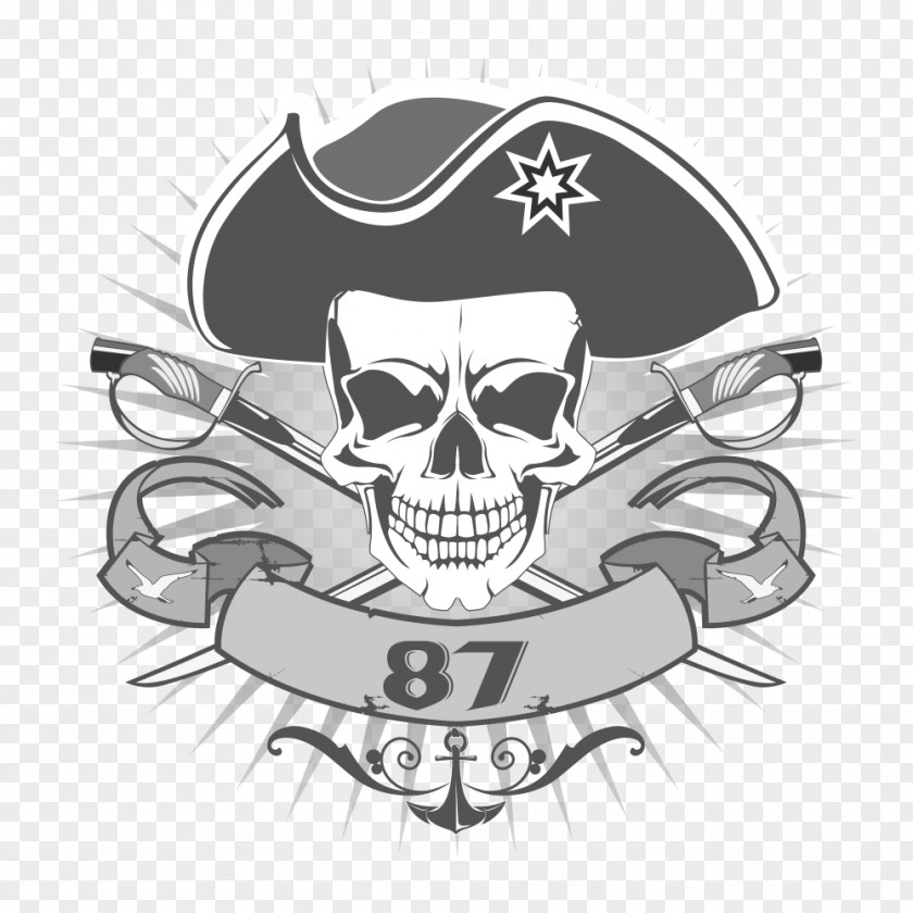 Vector Pattern Pirate Skull Euclidean Drawing Illustration PNG
