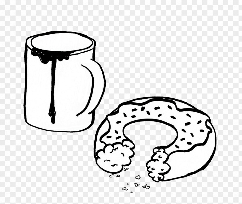 Cartoon Donut Line Art Donuts Drawing Black And White Coffee Doughnuts PNG