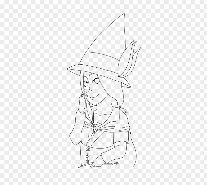 Little Witch Line Art Cartoon Character H&M Sketch PNG