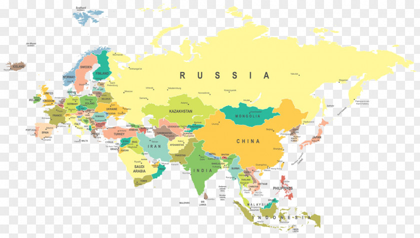 Map Of Asia Europe World PNG