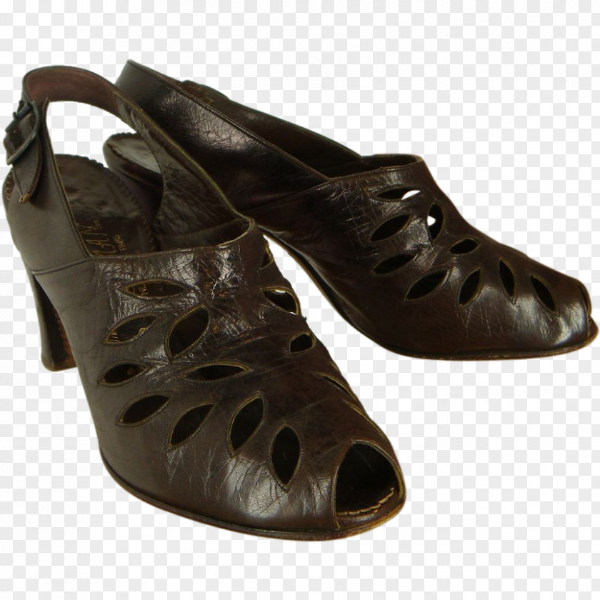 Sandal Peep-toe Shoe Slingback Leather PNG