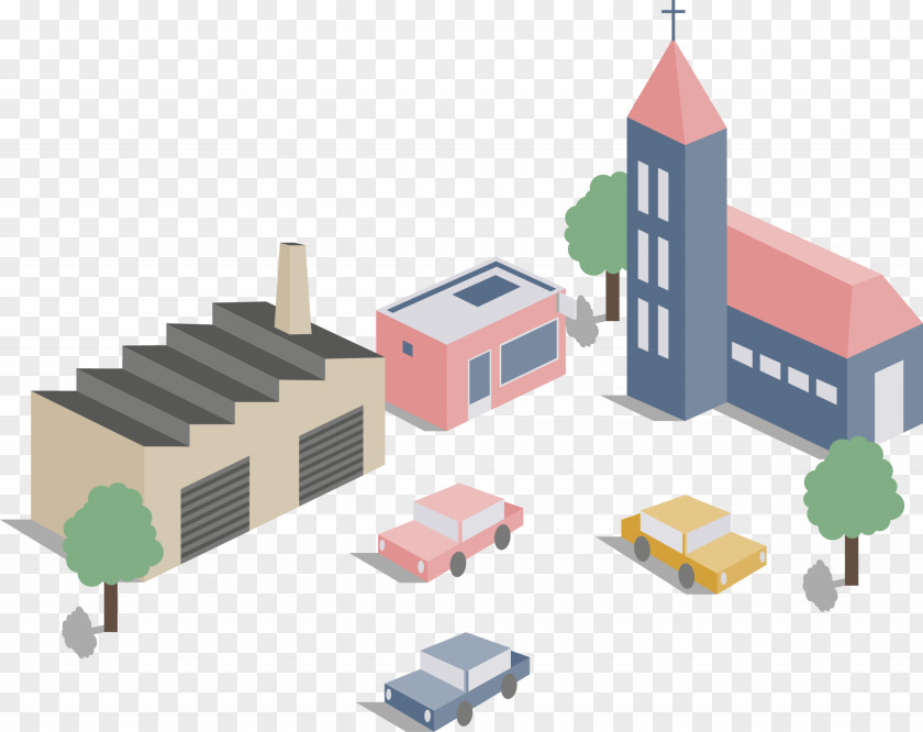 Vector Church Factory Chemical Plant Illustration PNG