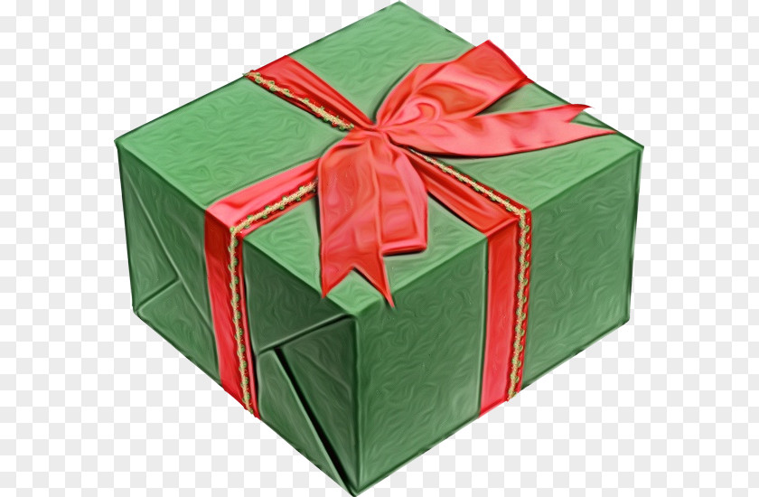 Green Ribbon Present Gift Wrapping Box PNG
