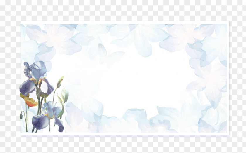 Hand-painted Flowers Text Blue Cartoon Sky Illustration PNG