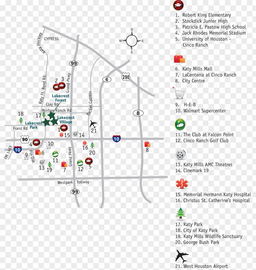 Map Katy Lakecrest Park Drive Diagram PNG