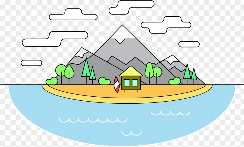 Berge Vector Graphics Villa Cartoon Lake PNG