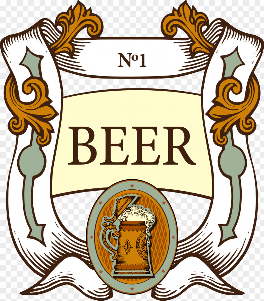 Retro Beer Label Distilled Beverage Clip Art PNG