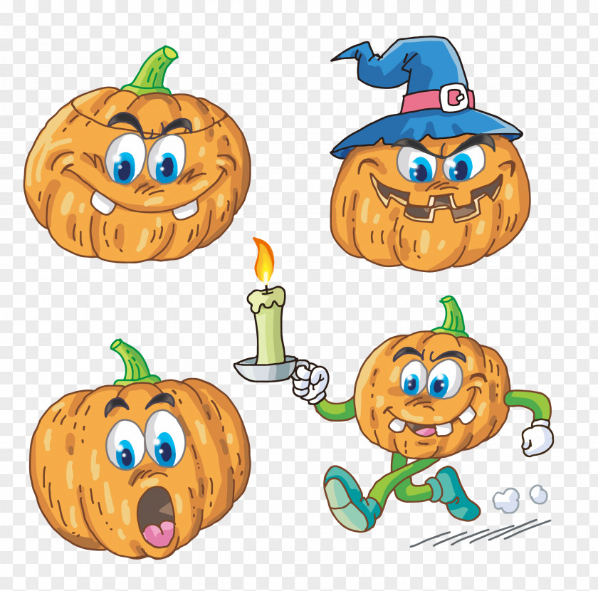 Funny Cartoon Halloween Pumpkin Jack-o-lantern Calabaza Clip Art PNG