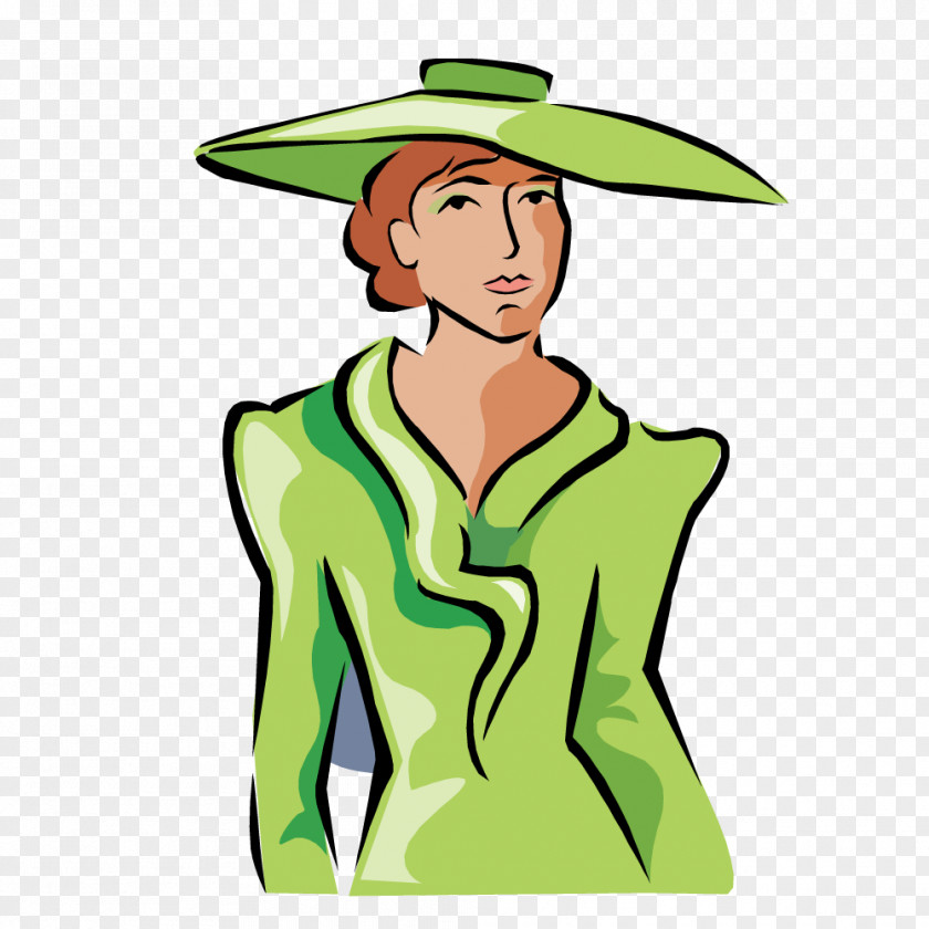 Woman With A Green Cloak Clip Art PNG