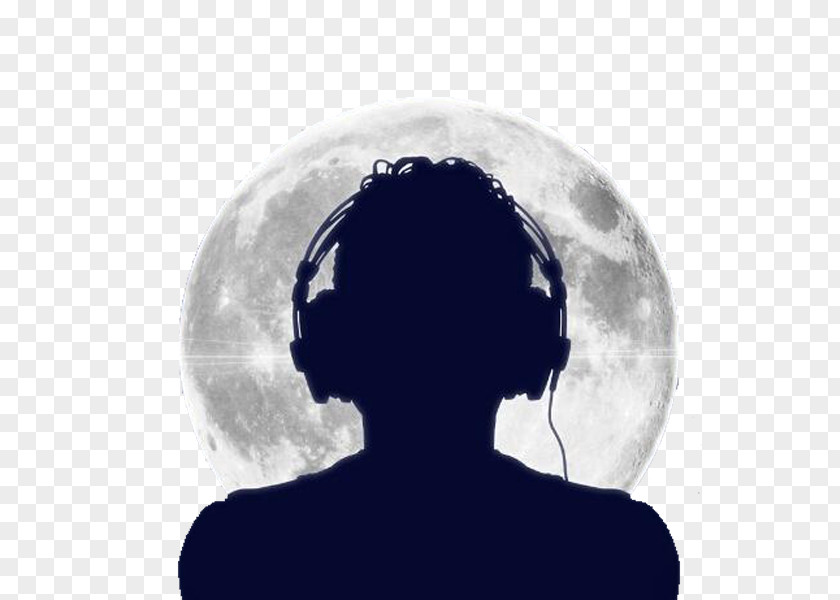 Moonlight Man Headphones Silhouette Photography PNG