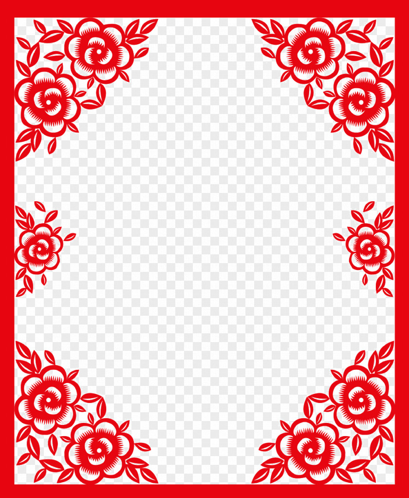 Red Chinese Paper-cut Style Elements PNG