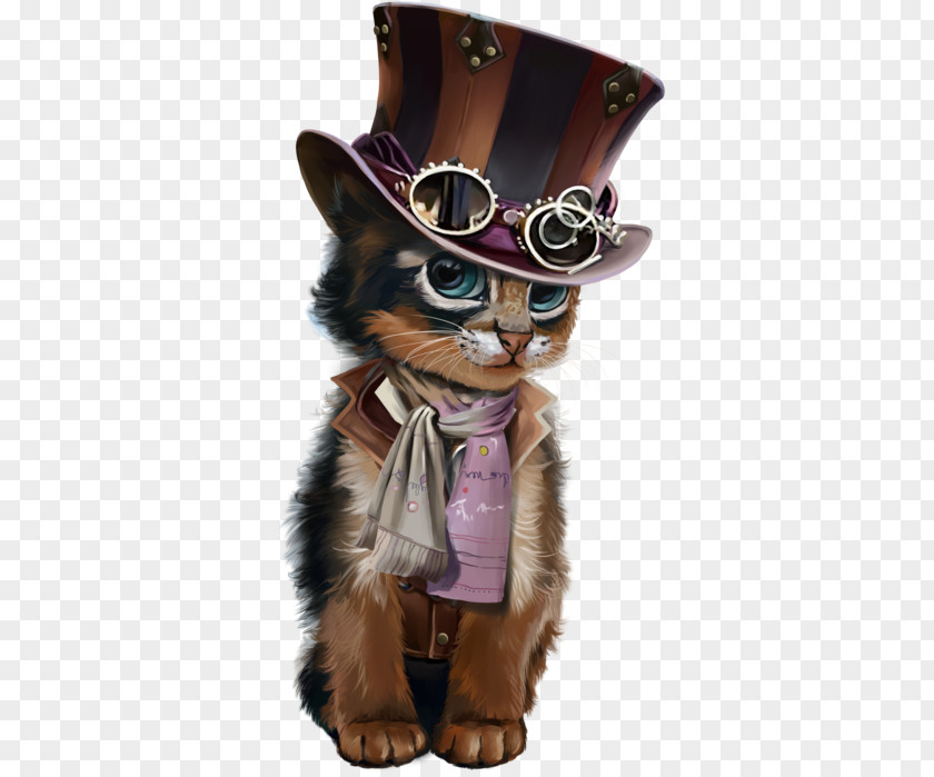 Steampunk Animal Black Cat Kitten PNG