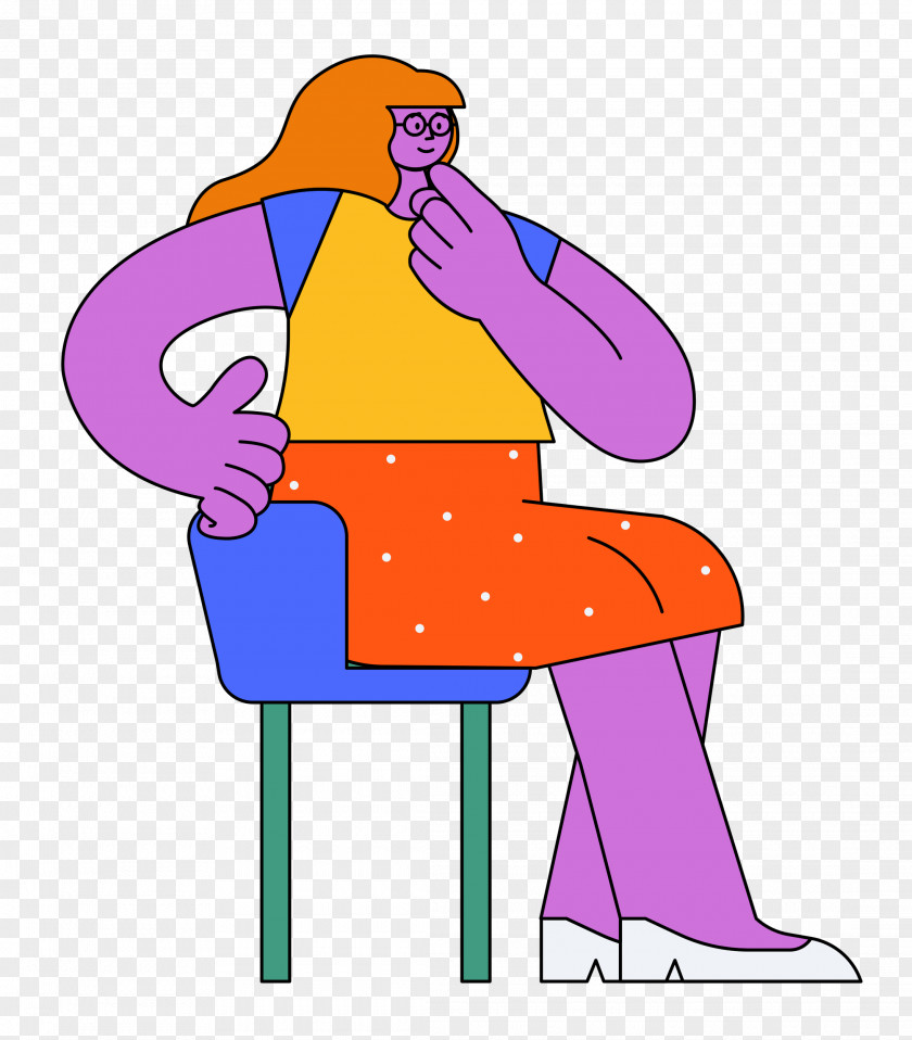 Cartoon Character Sitting Chair Behavior PNG