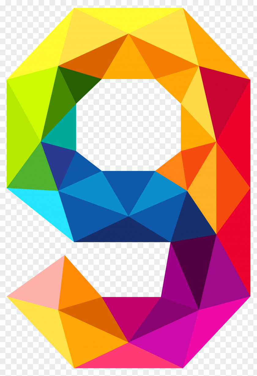 Colourful Triangles Number Nine Clipart Image Triangular Color Clip Art PNG