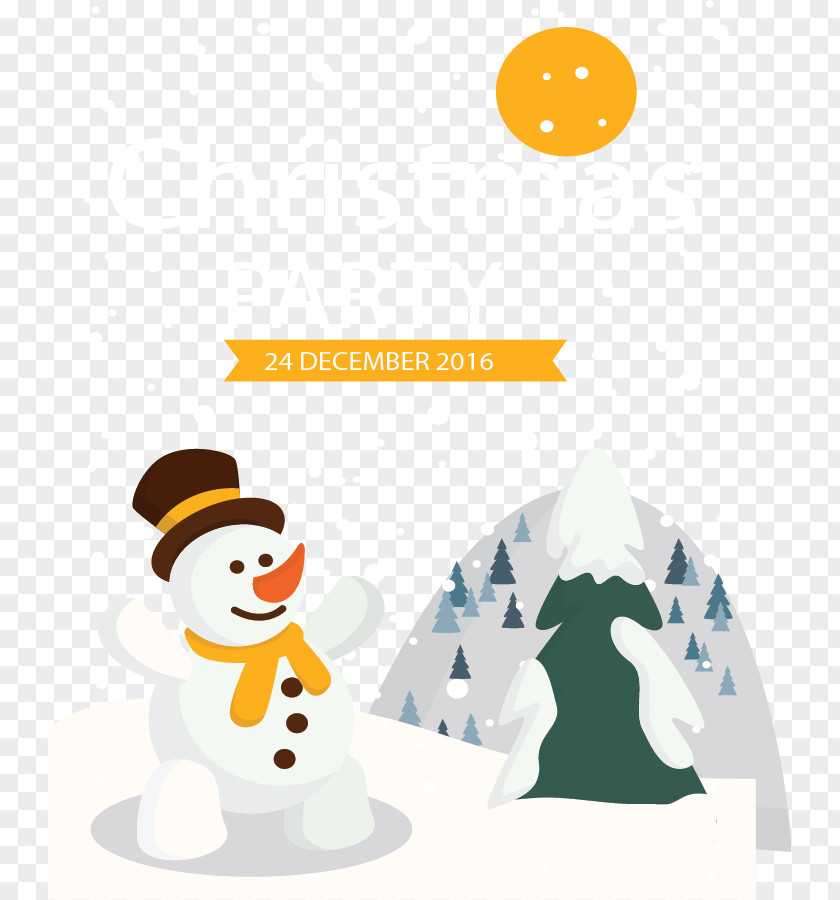Snowman Party Invitations Christmas Illustration PNG