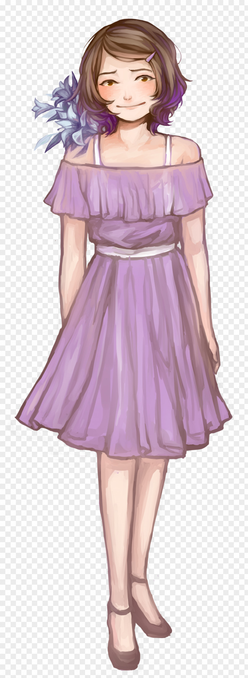 Fairy Costume Shoulder Purple Brown Hair PNG