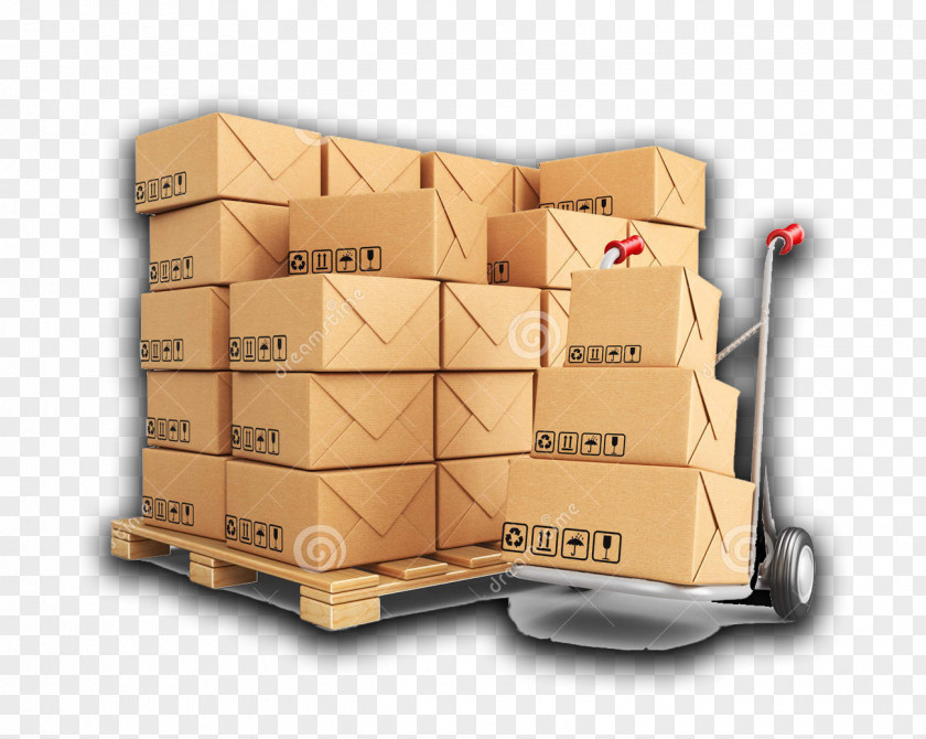 Logistic Hand Truck Cardboard Box Cargo PNG