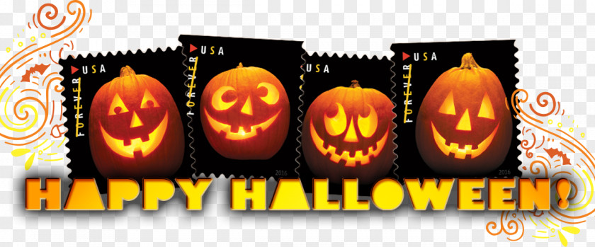 Past Stamps Jack-o'-lantern Halloween United States Postal Service Postage PNG