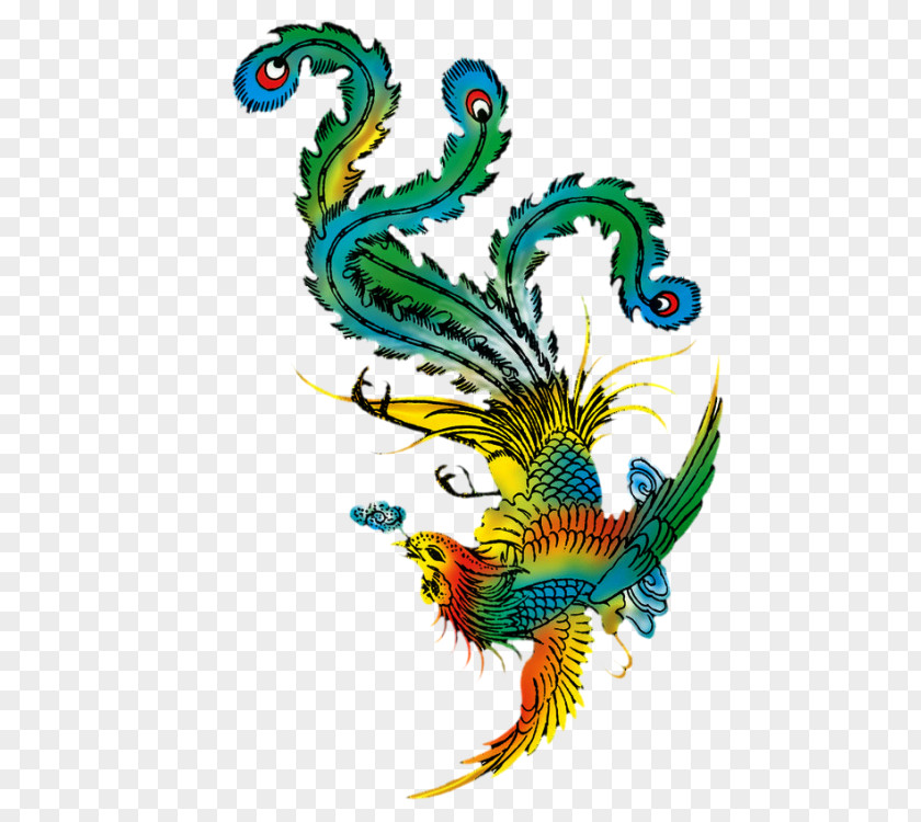 Phoenix Creative Fenghuang Chinese Dragon Motif PNG