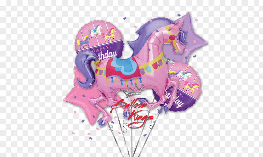 CAROUSEL HORSE Balloon Pink M PNG