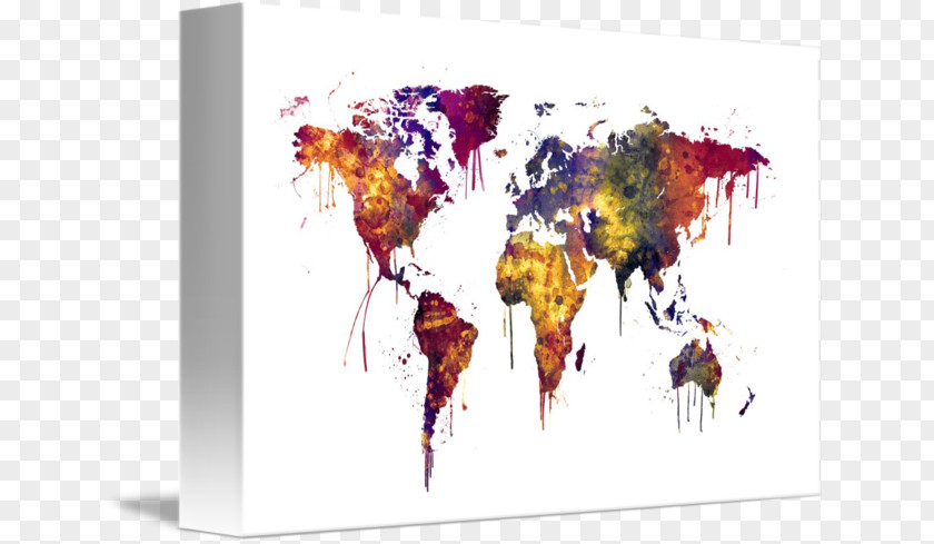 Watercolor World Map Chile Collection PNG