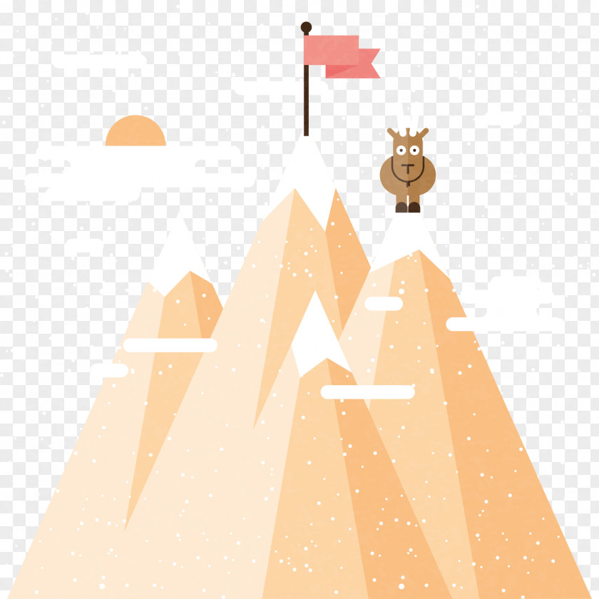 Cartoon Snow-capped Mountains And Reindeer Vector Material Animation PNG