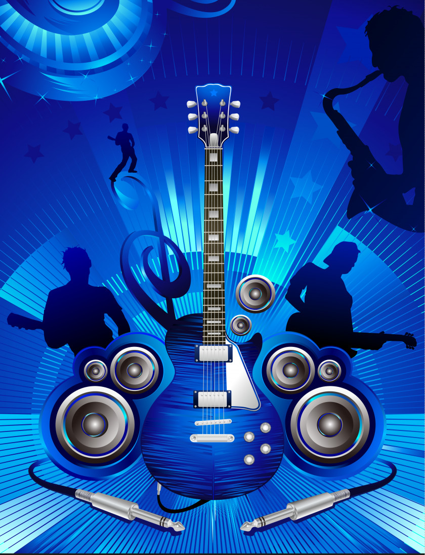Background Music Concert Poster PNG music Poster, concert, blue electric guitar illustration clipart PNG