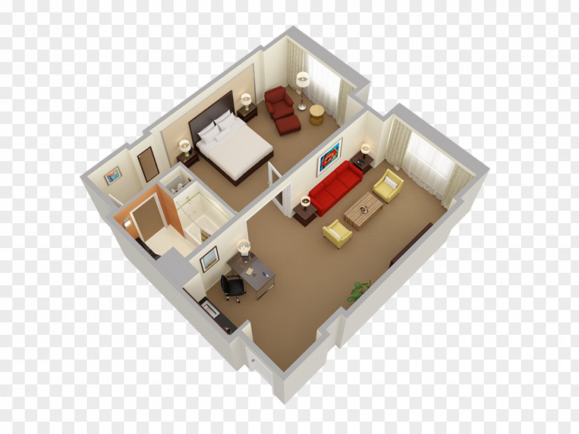 Hotel 3D Floor Plan Bedroom House Suite PNG