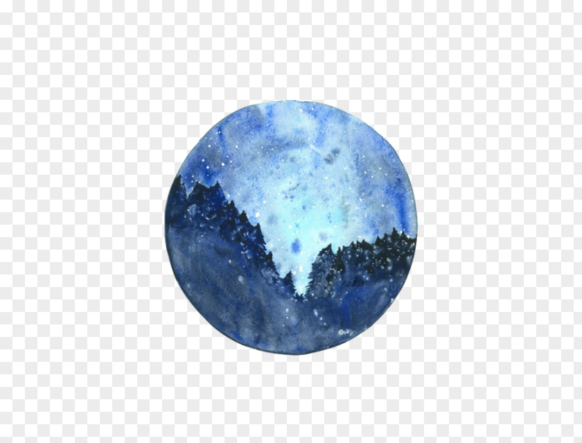 Painting The Starry Night Watercolor Landscape Art PNG