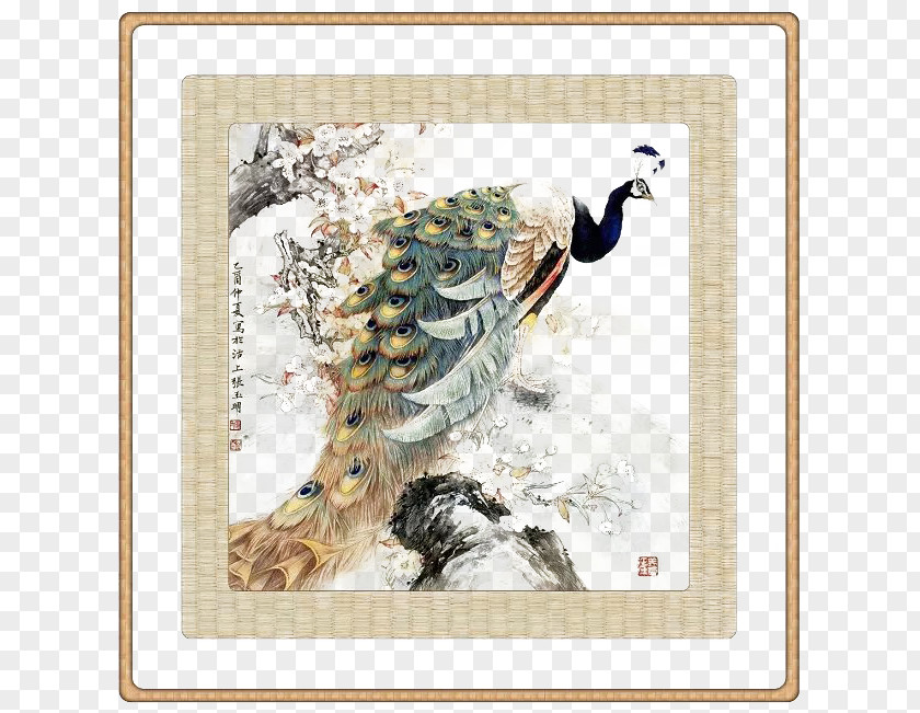 A Beautiful Peacock FIG. China Bird Peafowl Watercolor Painting PNG