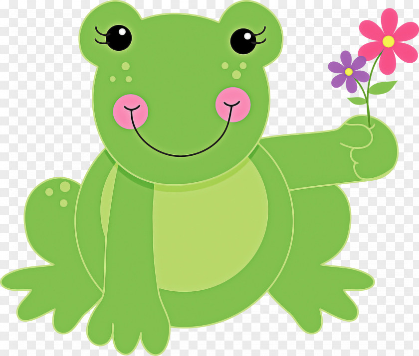 Green Cartoon Frog Leaf True PNG