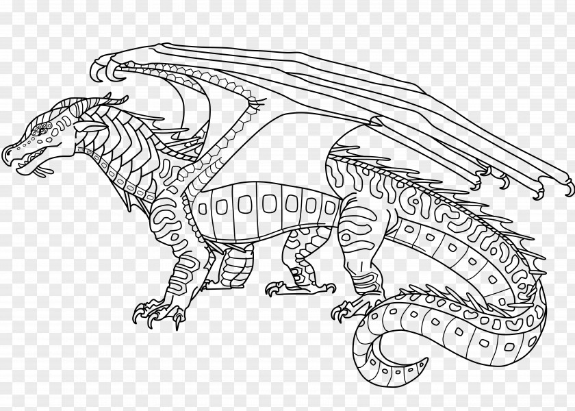 Wings Of Fire Line Art Coloring Book Dragon PNG