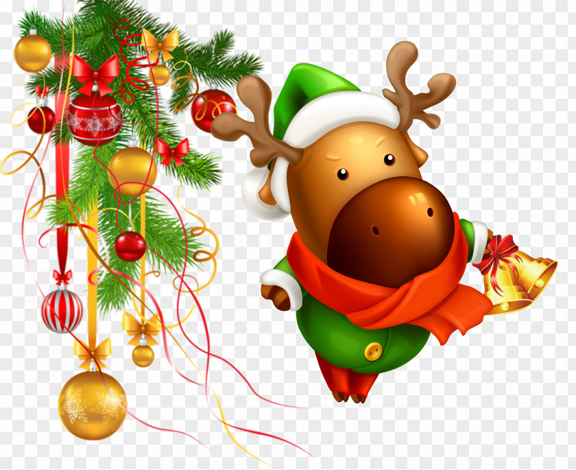 Holding A Christmas Bell Elk Decoration Tree Gift PNG
