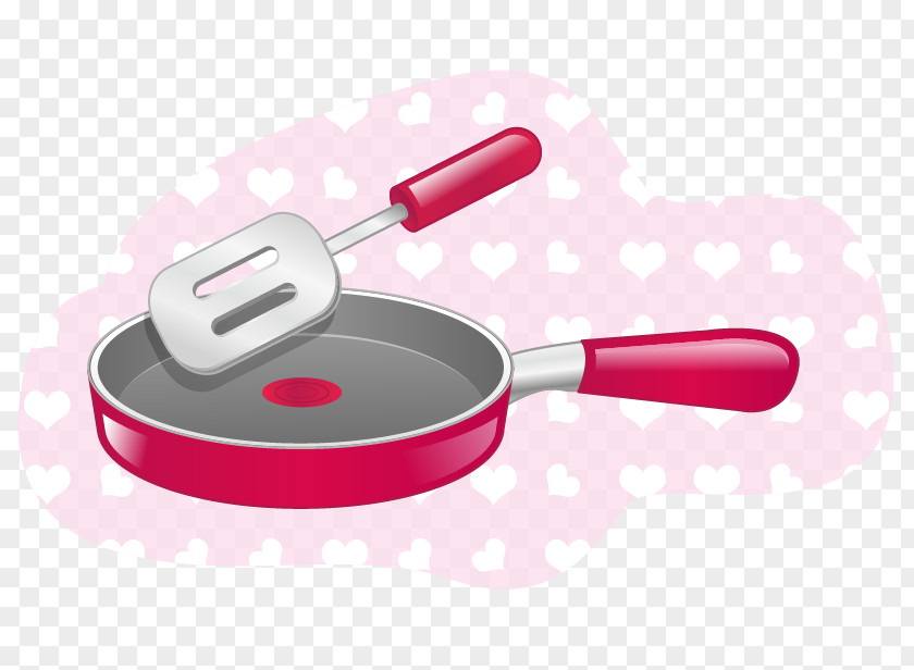Hand-painted Pattern Red Frying Pan Shovel Household Clip Art PNG