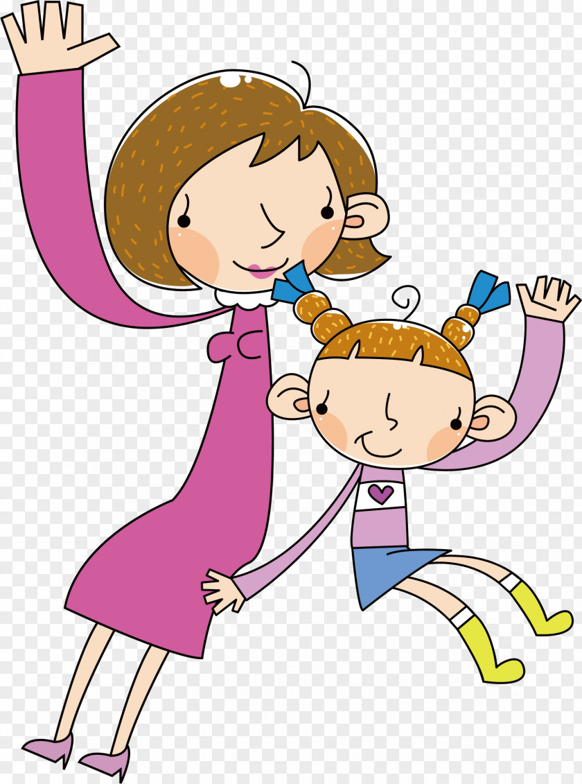 Hand-painted Mother And Child Vector Euclidean Clip Art PNG