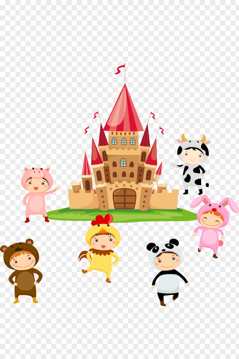 Cartoon Castle Cattle Animation Illustration PNG