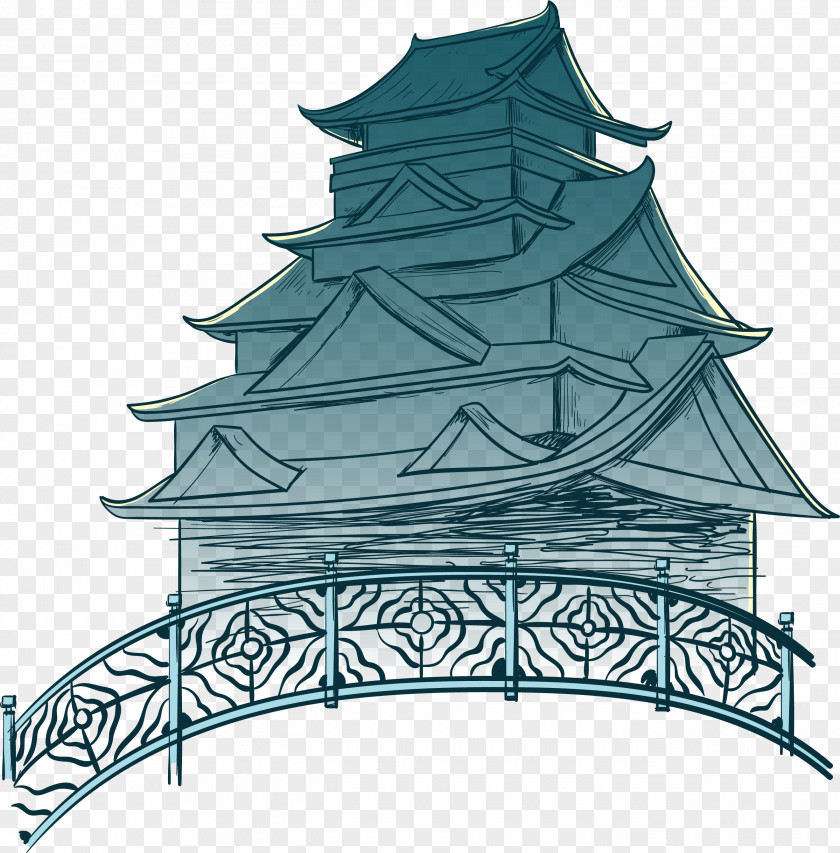 Hand Painted Antique Bell Tower Computer File PNG