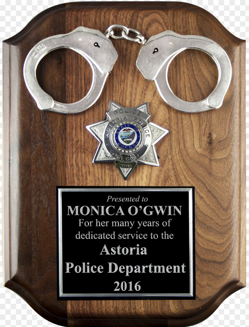 Handcuffs Police Officer Engraving Commemorative Plaque PNG