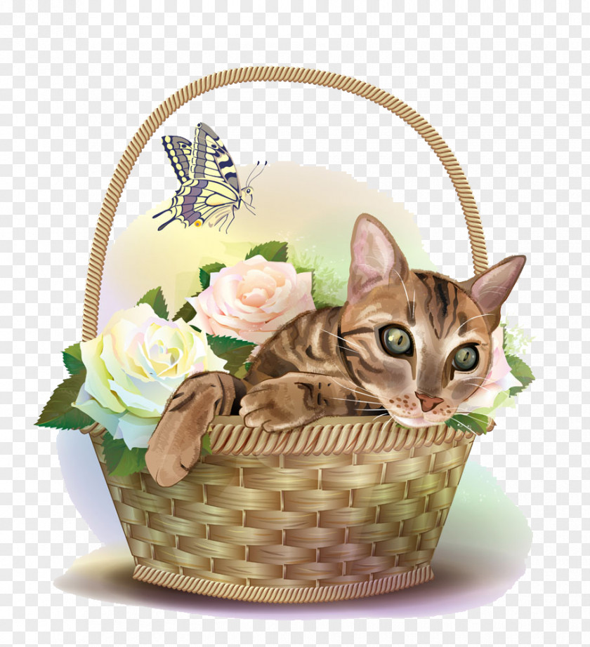 Basket Cat Kitten Clip Art PNG