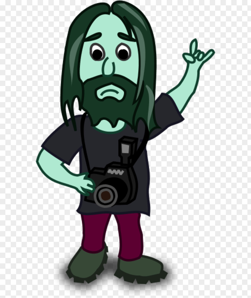 Green Thumb Cartoon Photographer Character Clip Art PNG