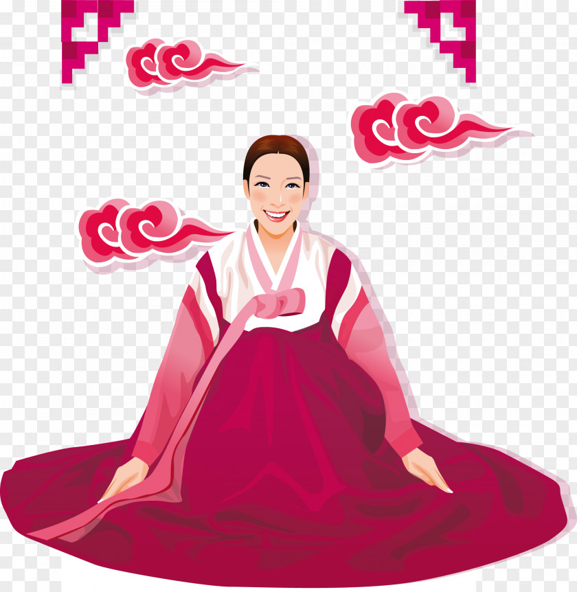 Korean Women South Korea Hanbok Tradition Illustration PNG