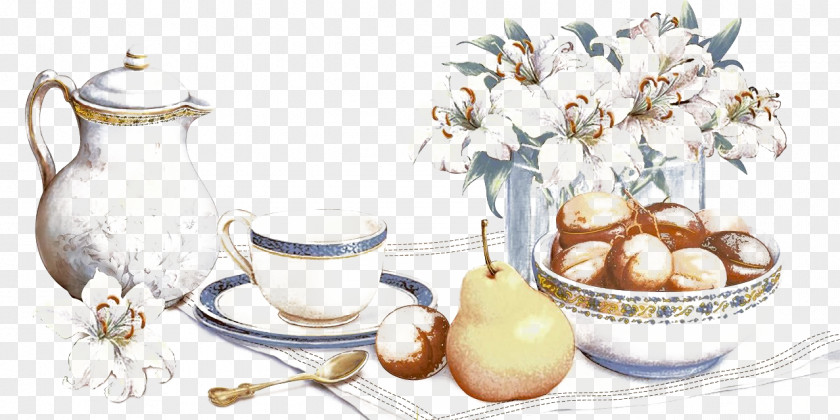 Walnut And Porcelain Coffee Cup Teapot Mug PNG